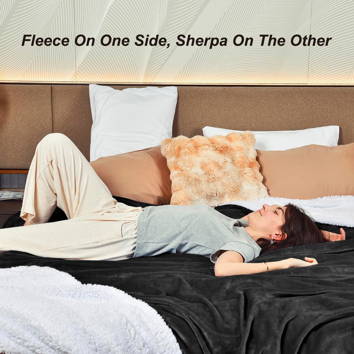 KAWAHOME Sherpa Fleece Throw Blanket for Bed - Extra Warm and Heavy Thick Throw Blankets for Winter, Super Soft 500GSM Plush Blanket, 50"X 60" Dark Grey