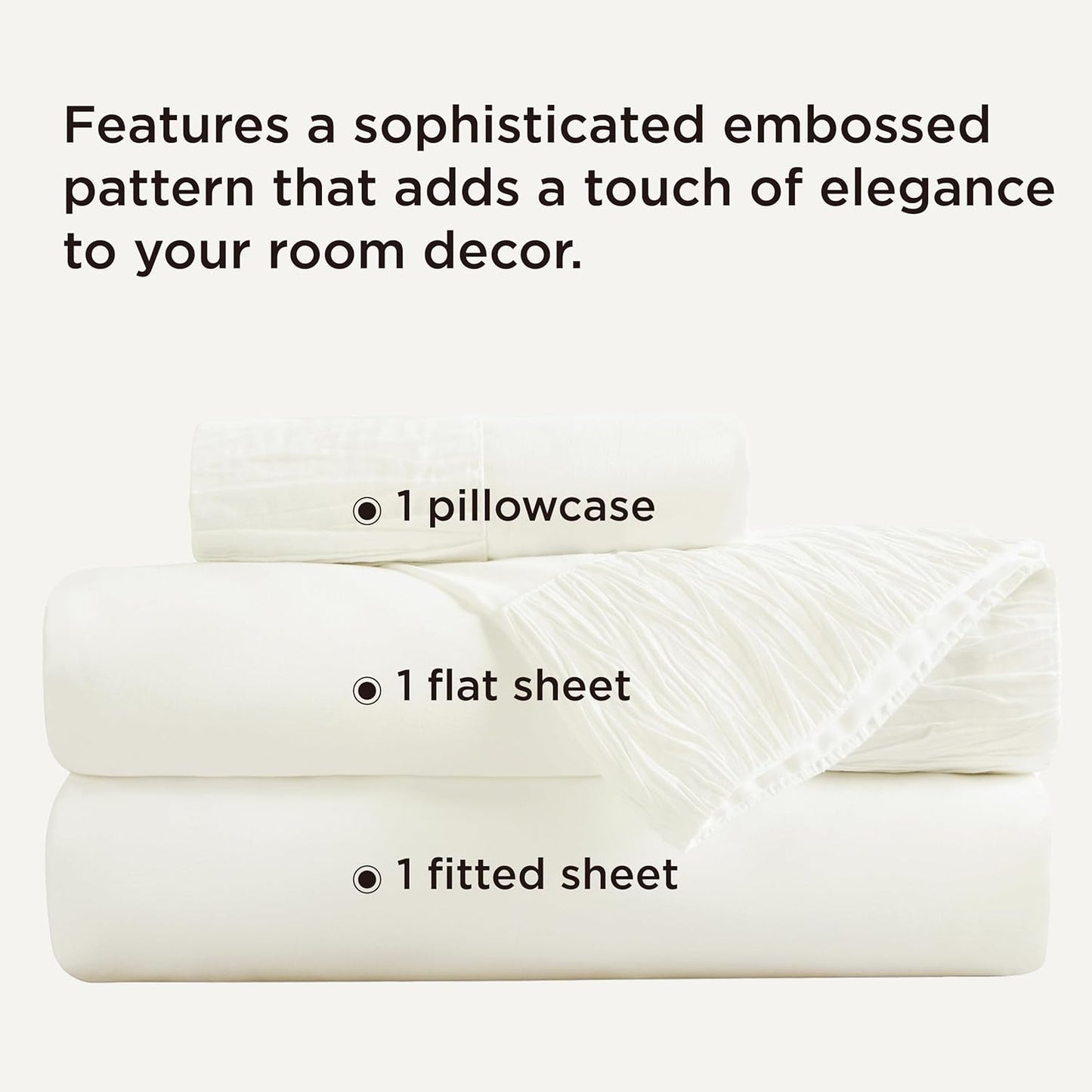 Bedsure Twin Sheets Set - 3 Pieces Soft Twin Bed Sheets - Breathable & Cooling - Hotel Luxury - Easy Care Polyester Microfiber Bedding for Women, Men, Ivory