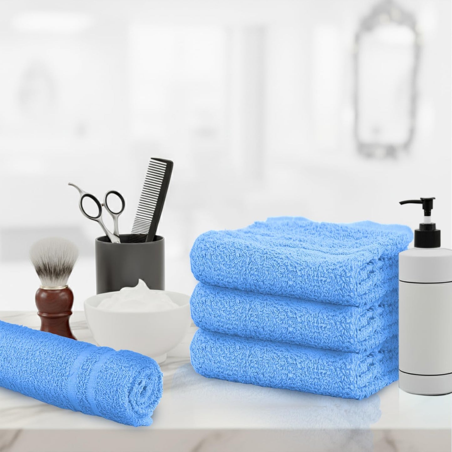 100% Cotton Salon Towel Set of 24|400 GSM|Soft Hand Towel|Bulk Hand |Cotton Salon Towels|Ideal for Spa Gym Bathroom Hotel|Absorbent||Not Bleach Proof|Quick Dry|Hand Towel 16 x 27 in|Blue