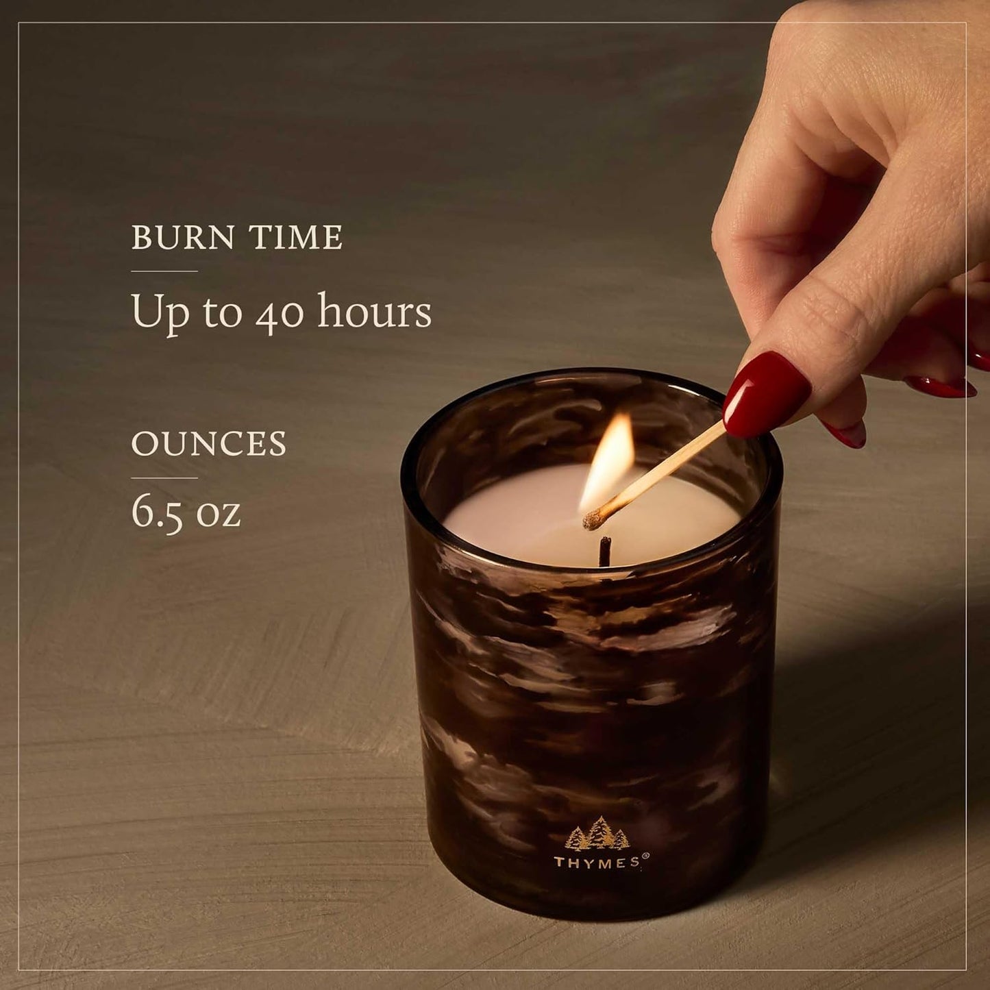Thymes Noir Woods Scented Candles for Home Decor – Notes of Fresh Evergreen, Smoky Wood & Golden Amber – Luxury Home Fragrance Gifts for Women & Men – Burns Up to 40 Hrs (Boxed Votive Candle, 6.5 oz)