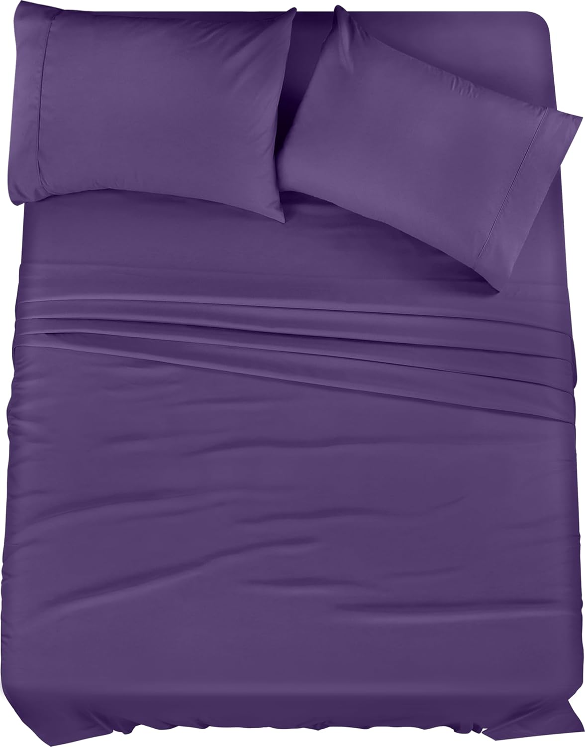 Utopia Bedding King Sheet Set – 4 Piece Bed Sheets for King Size Bed, Soft and Breathable Microfiber, Includes 1 Fitted Sheet, 1 Flat Sheet and 2 Pillowcases (Egg Plant)