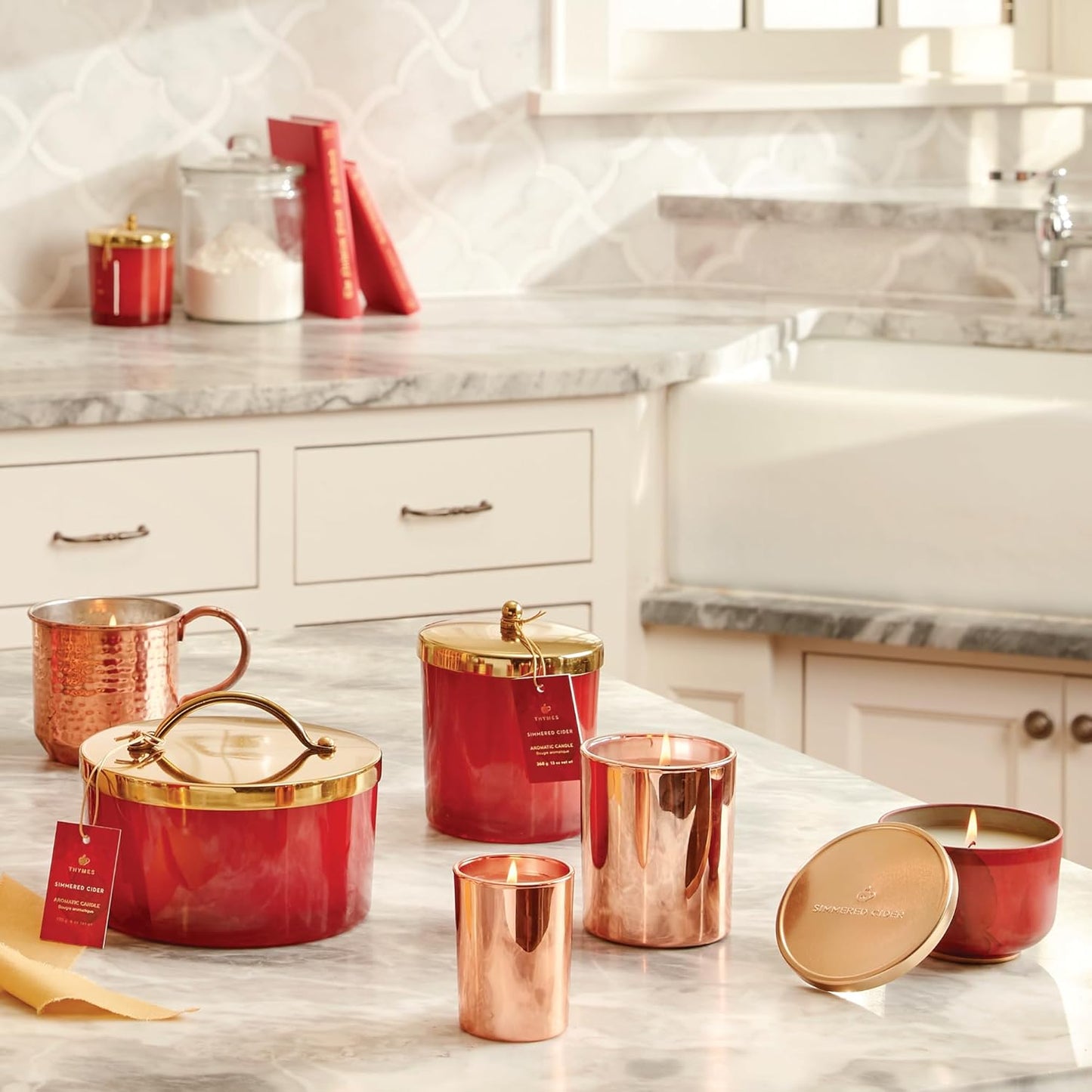 Thymes Scented Candles for Home Decor - Luxury Home Fragrance Gifts for Women & Men - Fall Candles with Warm Notes of Apple, Clove, & Cardamom - Rose Gold Votive (Simmered Cider, 2 oz)
