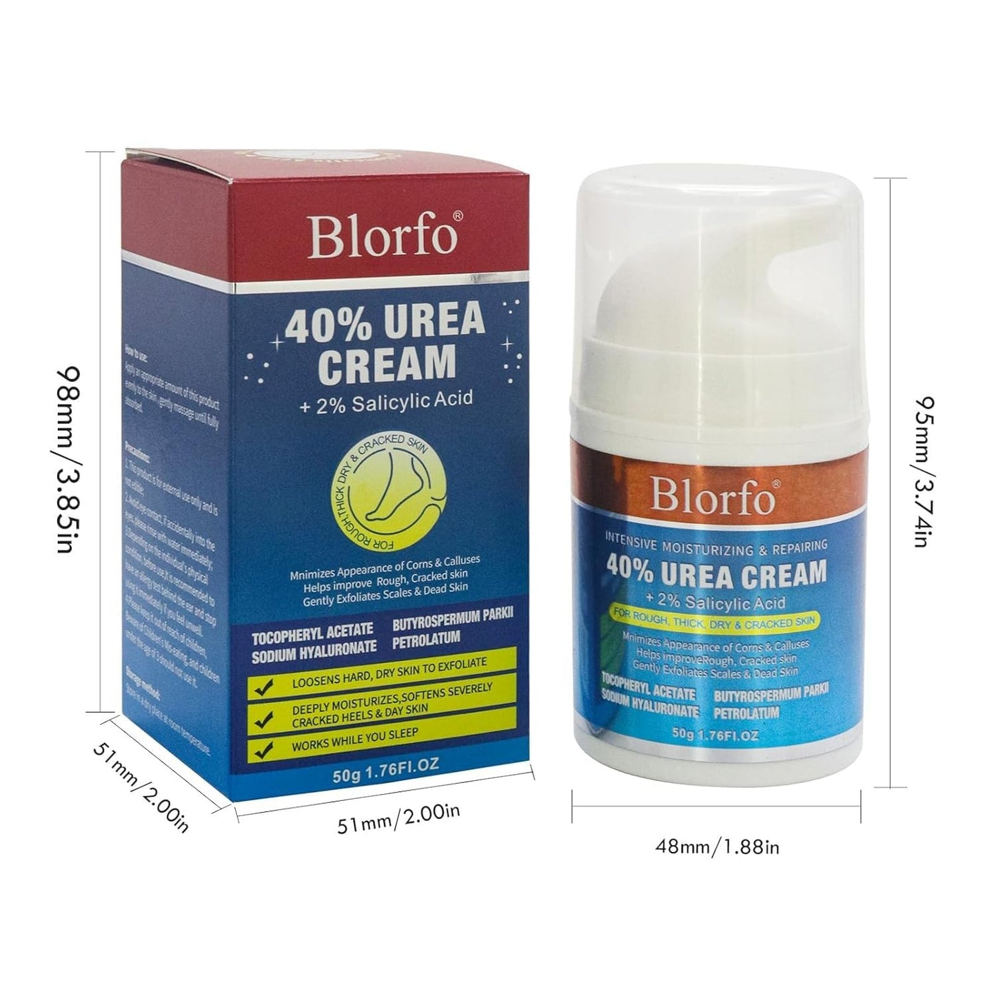 Urea Cream 40% Percent Foot Care Plus 2% Salicylic Acid 3.52 Fluid oz,Foot and Hand Cream Maximum Strength with Aloe Vera and Shea Butter,for calluses and Dry – 2-Pack