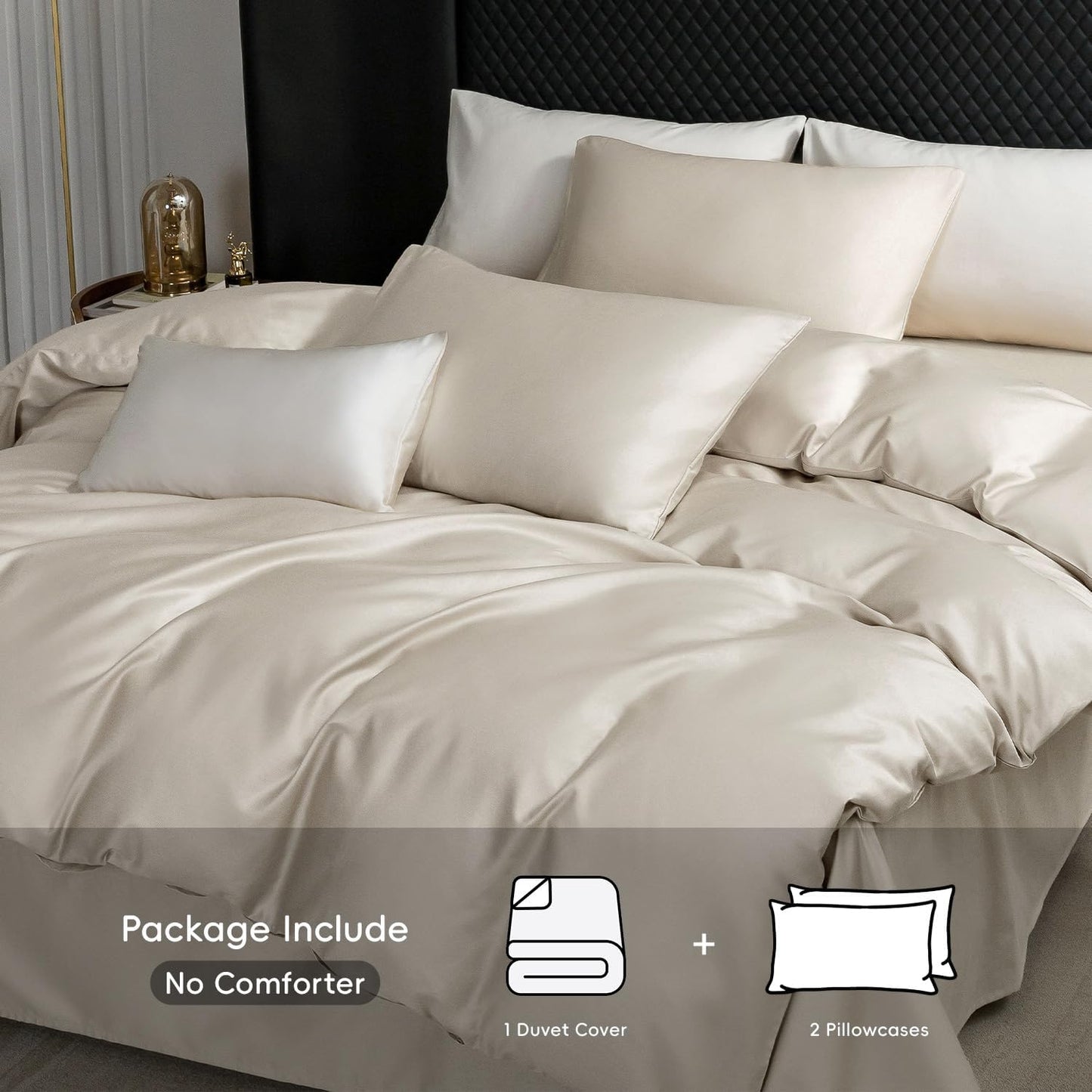 MooMee Duvet Cover Set 100% Extra Long Staple Cotton 600 Thread Count Silky Sateen Smooth Luxury Soft Breathable Durable Hotel Quality Bedding, 3 Pieces (Baby Blue, Queen 90"x90")