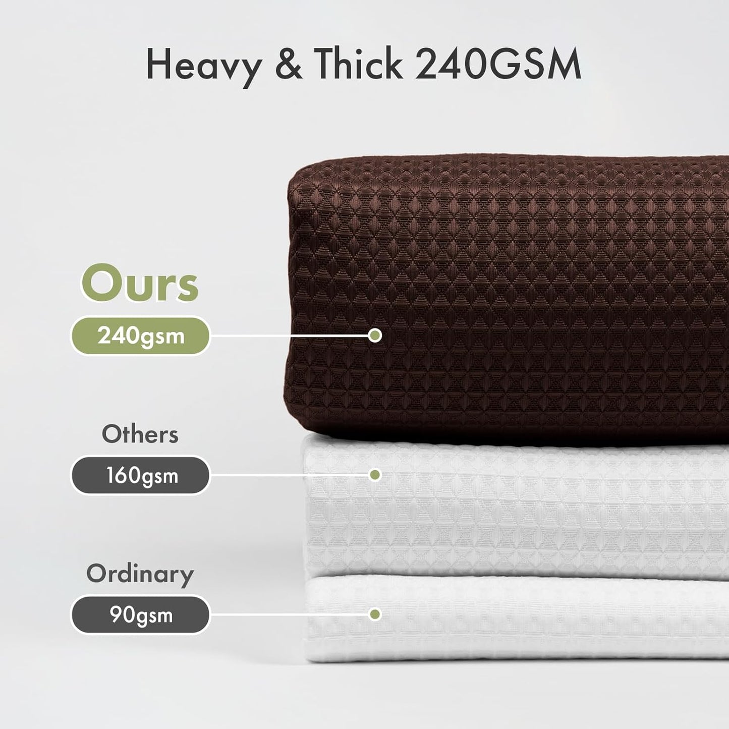 AmazerBath Brown Shower Curtain Waffle Textured, Fabric Shower Curtain Thick Heavy Duty 240GSM Hotel Quality Bathroom Shower Curtains, 72 x 72 Inches