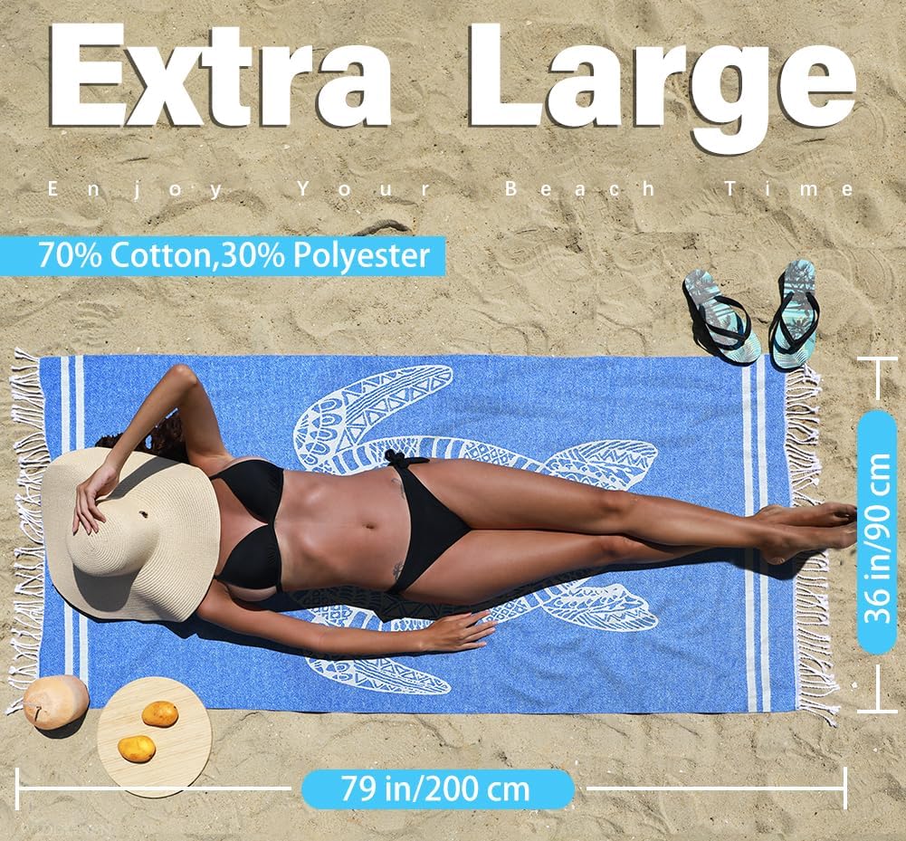 Thin Turkish Beach Towel Lightweight Quick Dry Absorbent Cotton Bathroom Bath Pool Swim Towels Extra Large Oversized Sand Free Beach Accessories Essentials Cloud Gifts for Adult