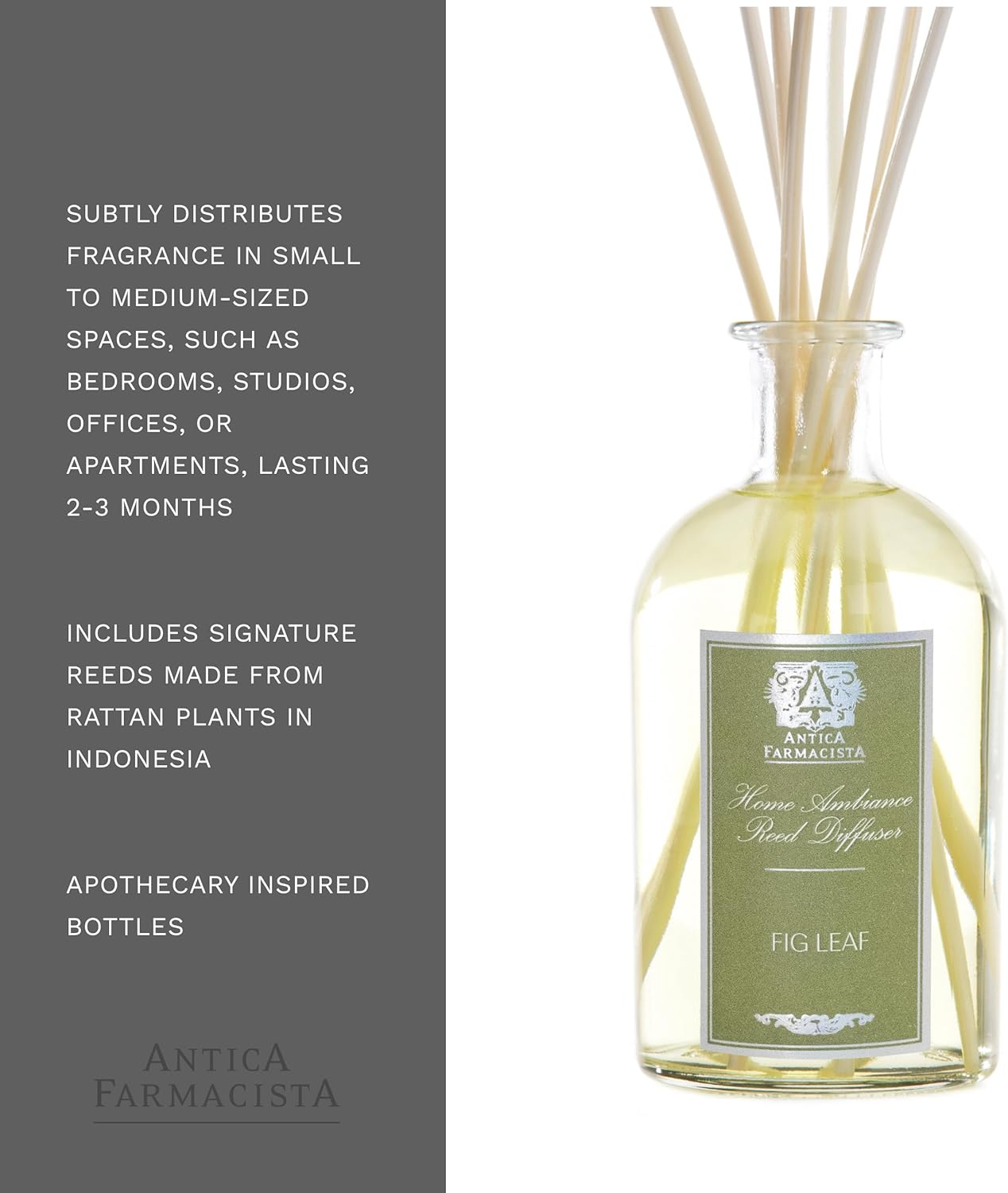 Antica Farmacista Home Ambiance Diffuser - Long-Lasting Reed Scent Diffuser - Luxury Room Freshener Gift - Fig Leaf, 8.45 fl oz