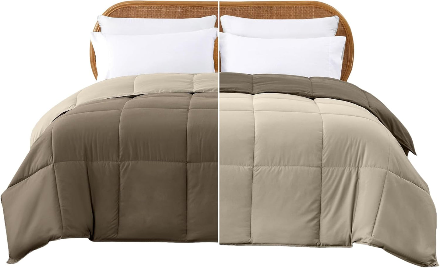 Modern Threads Down Alternative Reversible Comforter Taupe/Champagne Queen