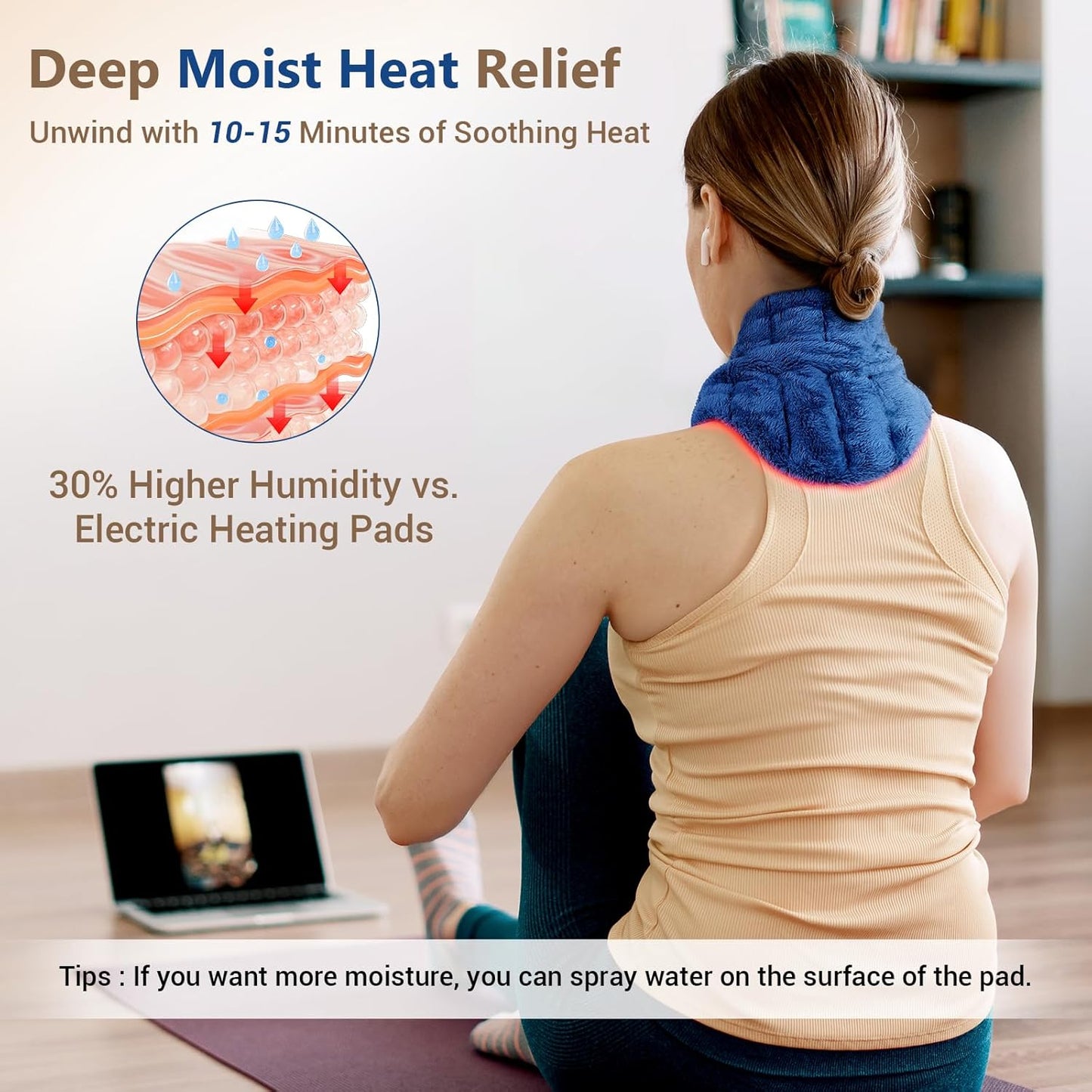 Comfytemp Heating Pad for Neck Shoulders Microwavable, FSA Eligible HSA, 33"×4", Moist Heat Neck Wrap Warmer for Pain Relief, Microwave Heating Pad Warm Compress, Christmas Gifts for Women Seniors