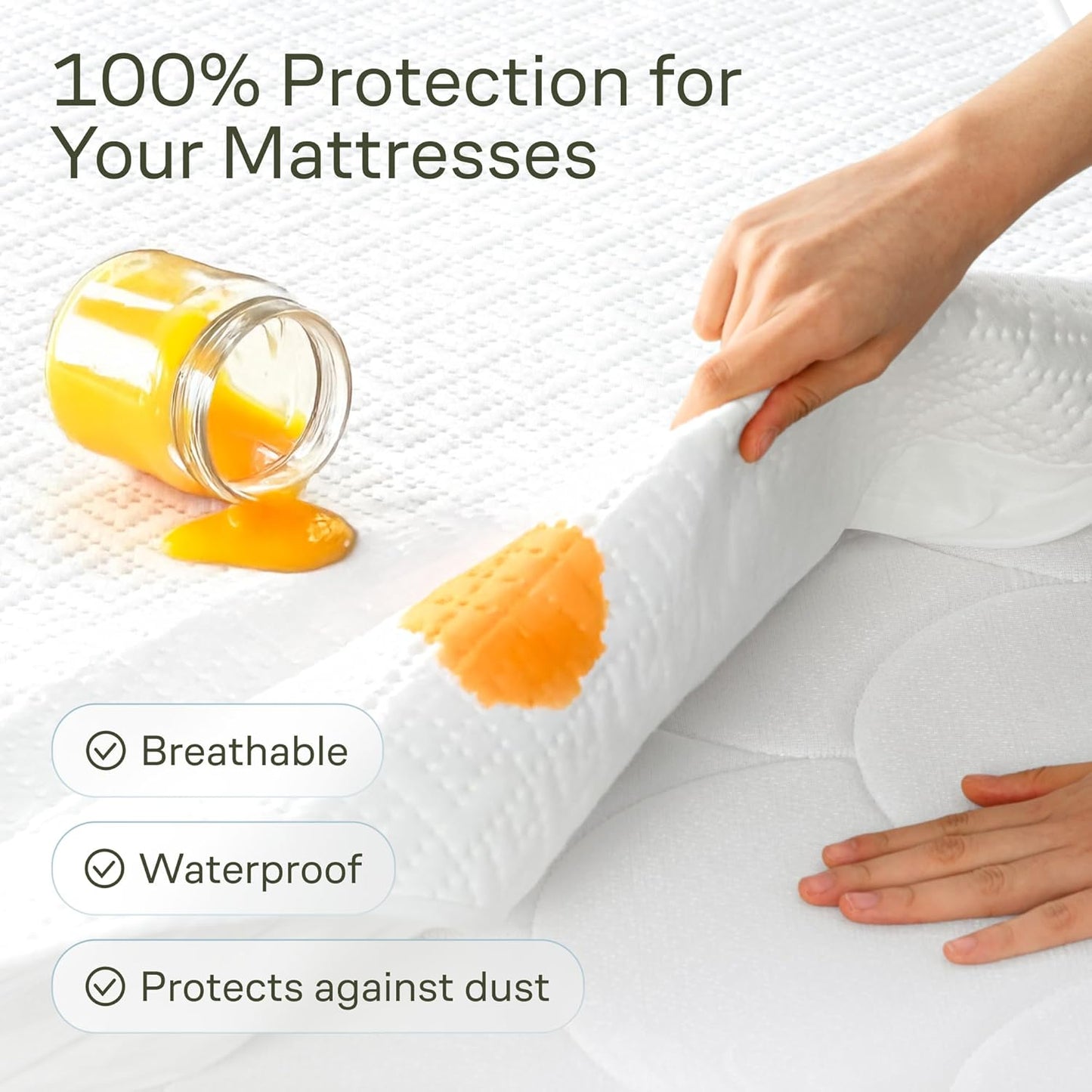 100% Waterproof Queen Mattress Protector - 360 Pad Protection Against Spills, Stains & Accidents for Parents & Pet Owners - Noiseless & Cooling Viscose Made from Bamboo (White)