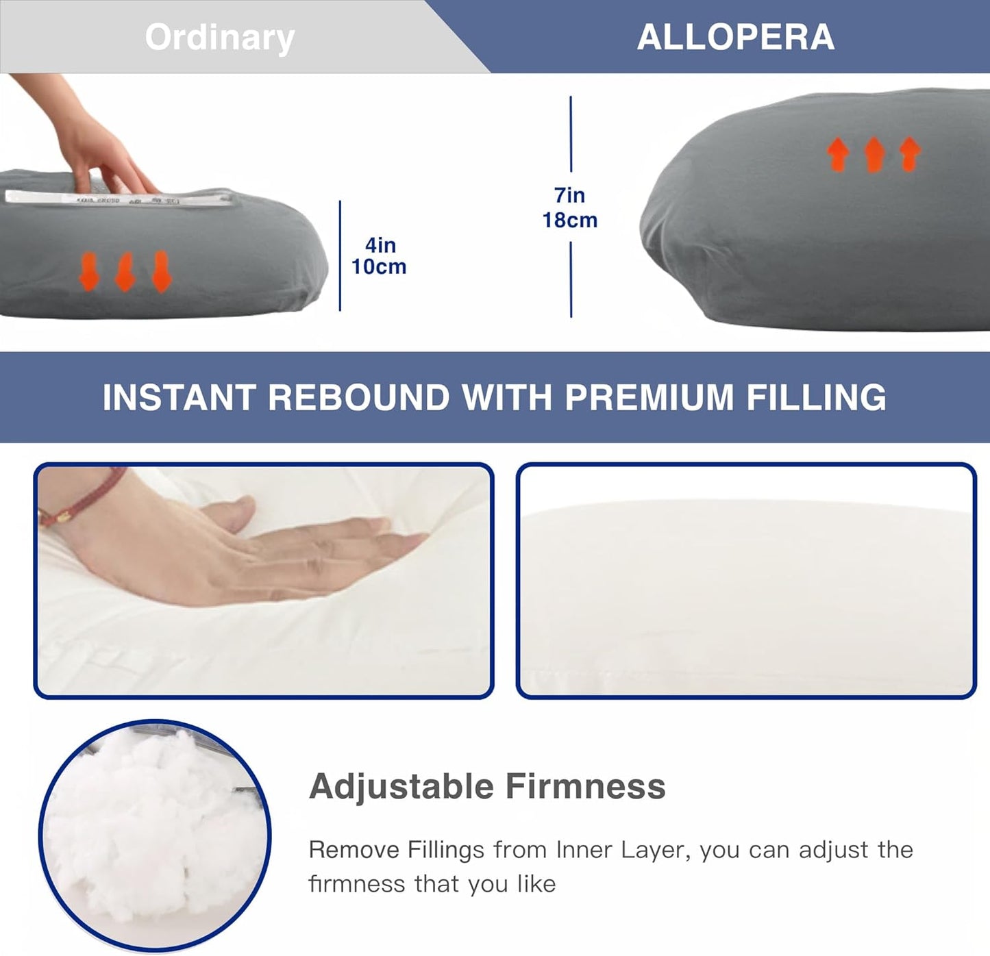 ALLOPERA Pregnancy Pillow, Full Body Maternity Pillow 57 inch, with Removable Washable Cover - Sleep Support for Legs, Back, Neck, Shoulder, HIPS, Belly, Velvet Cover-Grey-Dark Blue