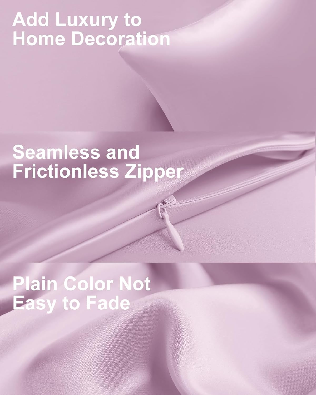 THXSILK 100% Mulberry Silk Pillowcase for Hair and Skin Health, 22 Momme Soft and Smooth Pillowcase with Hidden Zipper, Both Sides Premium Grade 6A+ Silk, 1pc (Standard 20"x26", Light Purple)