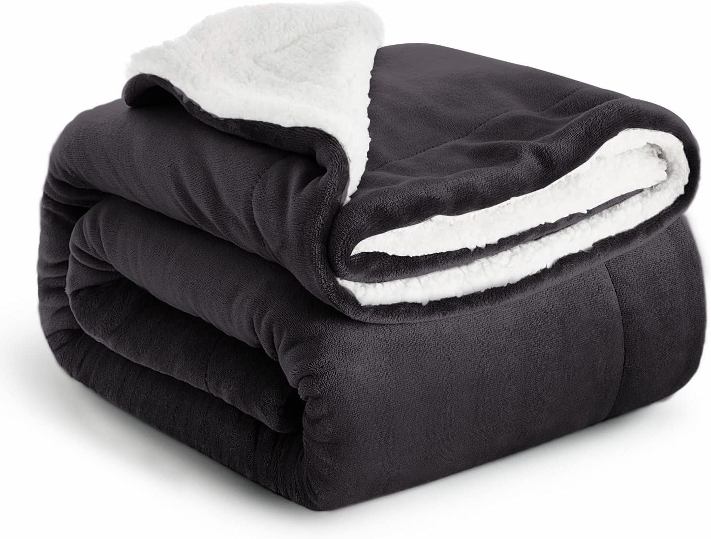 IR Imperial Rooms Sherpa Fleece Throw Blanket Twin Size for Couch - Thick and Warm Fluffy Black Blankets for Winter, Soft and Fuzzy Twin Blanket for Bed, 60x80 Inches
