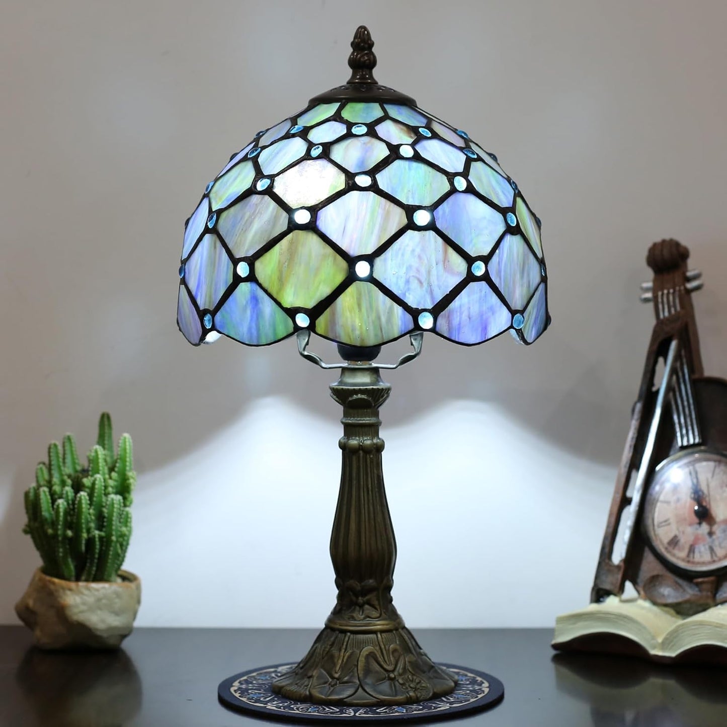 Small Tiffany Table lamp, Suitable for Bedroom nightstands, Living Room Table Lamps, Stained Glass Table lamp, 8-inch Reading lamp for Home and Office use