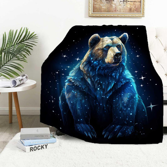 Bear Blanket Throw for Adult, Soft Animal Gifts for Men and Women, 40×50 Inches, Cabin Rustic Lightweight Fleece for Bed and Home Decor, No-Pilling