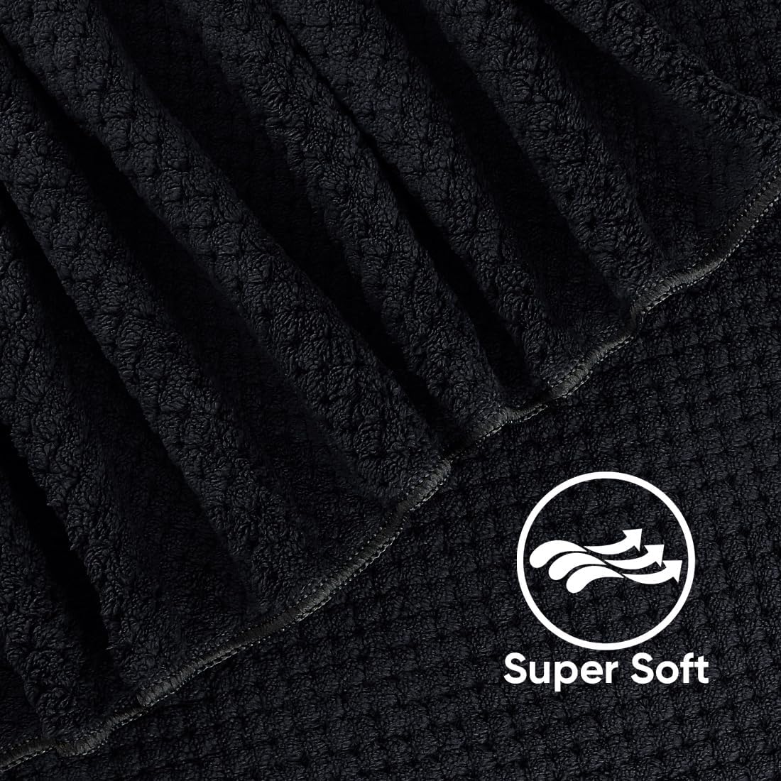 HOMEXCEL Bath Towel Set Pack of 4, 30 x 60 Inches Large Microfiber Bath Towels, Soft, Absorbent, and Quick Dry Towels for Bathroom, Pool, Beach, Swim, and Yoga, Large Bathroom Towels, Black