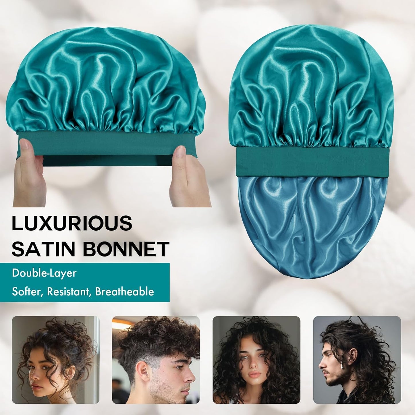 Satin Silk Bonnet for Sleeping, Double Layer Silk Sleep Cap for Men & Women, Soft Satin Lined Bonnet for Curly Hair