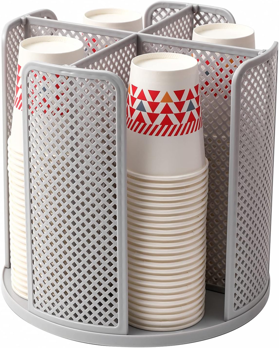 Paper Cup and Lid Holder Plastic Cup Storage Organizer Coffee Cup Dispenser for Countertop, Breakroom, Bathroom, Coffee Station, Bar, Buffet, Kitchen Cabinet - Gray