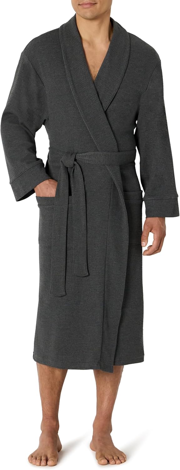 Amazon Essentials Mens Lightweight Waffle Bathrobe (Available in Big & Tall)
