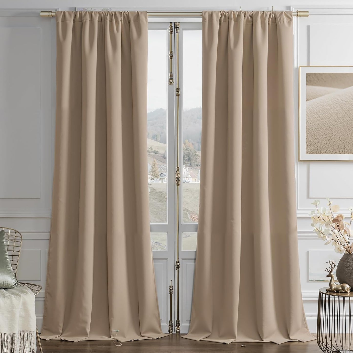 Joydeco Toffee Brown Velvet Curtains 72 Inches 2 Panels, Luxury Thermal Insulated Soft Brown Curtains for Bedroom & Living Room, Room Darkening Velvet Drapes, Rod Pocket (52W x 72L)