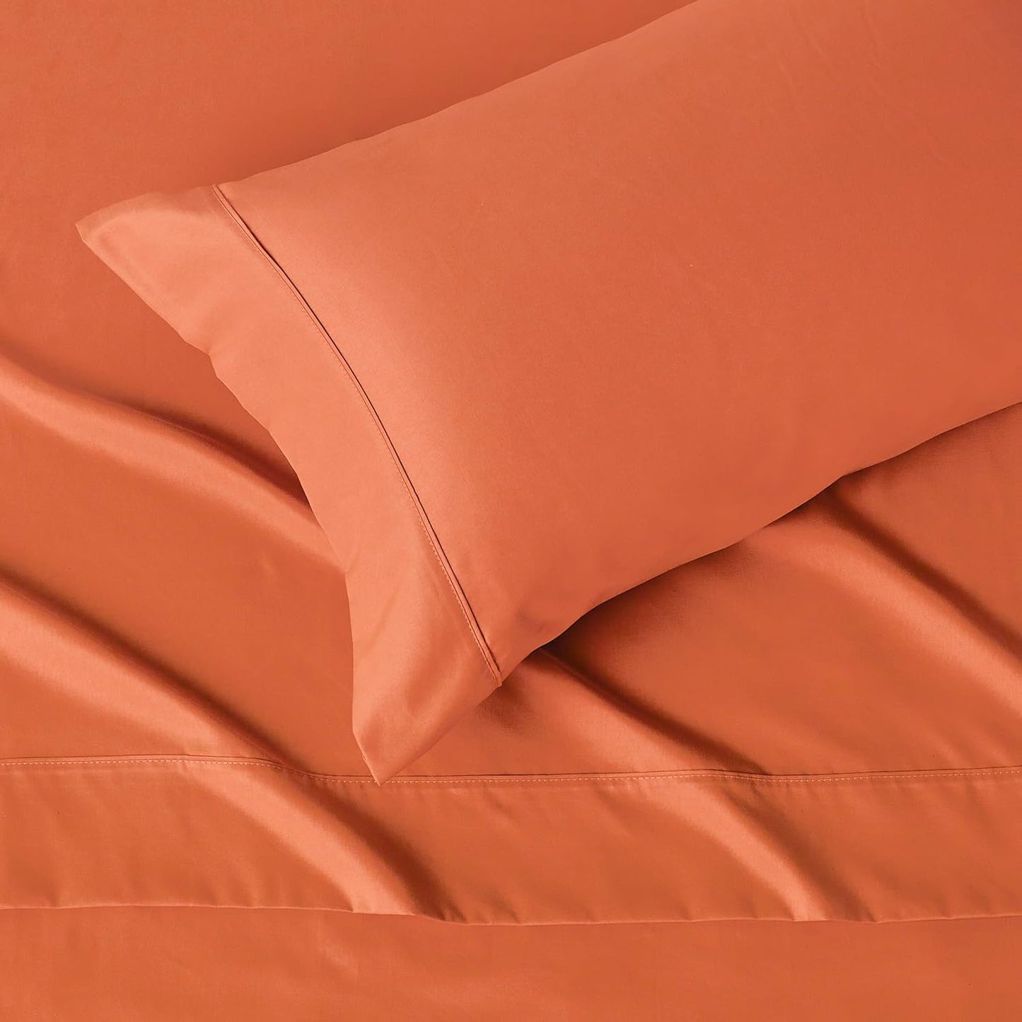 Amazon Basics Lightweight Microfiber 3-Piece Bed Sheet Set, Brick, Solid, Twin XL