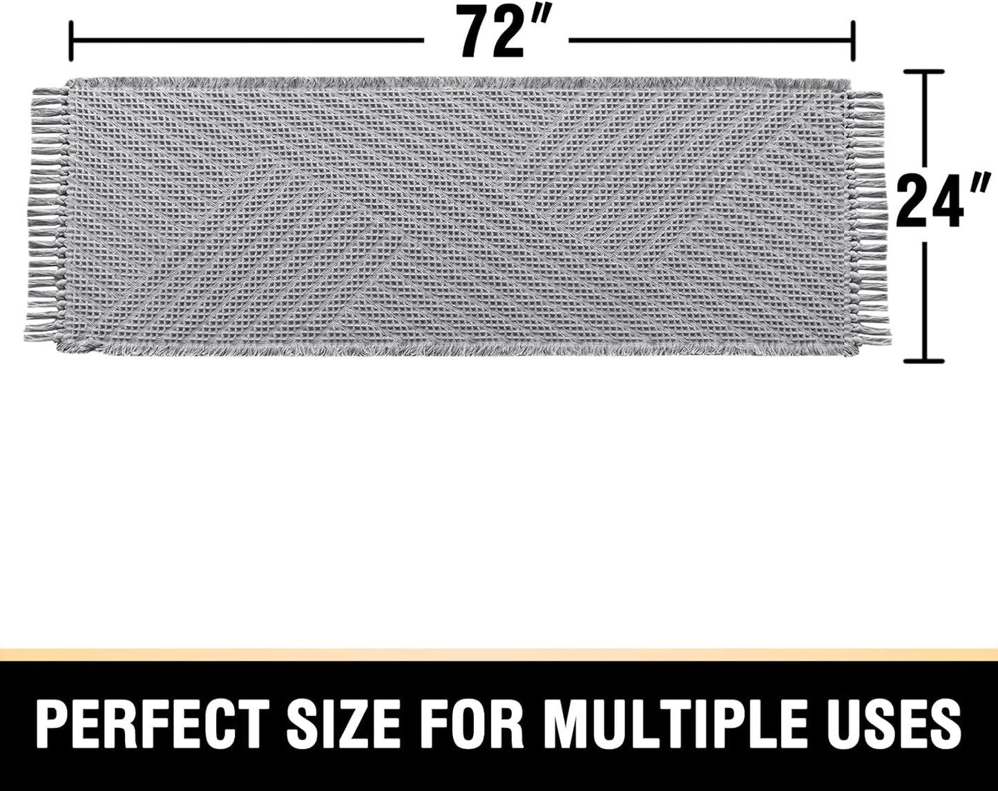 H.VERSAILTEX Waffle Bath Runner Rug Long Bath Mat Super Absorbent Boho Bath Rugs Non Slip Bath Runner for Bathroom Floor Machine Washable Dry Fast Bathroom Rugs with Tassels, 24" x 72", Dove