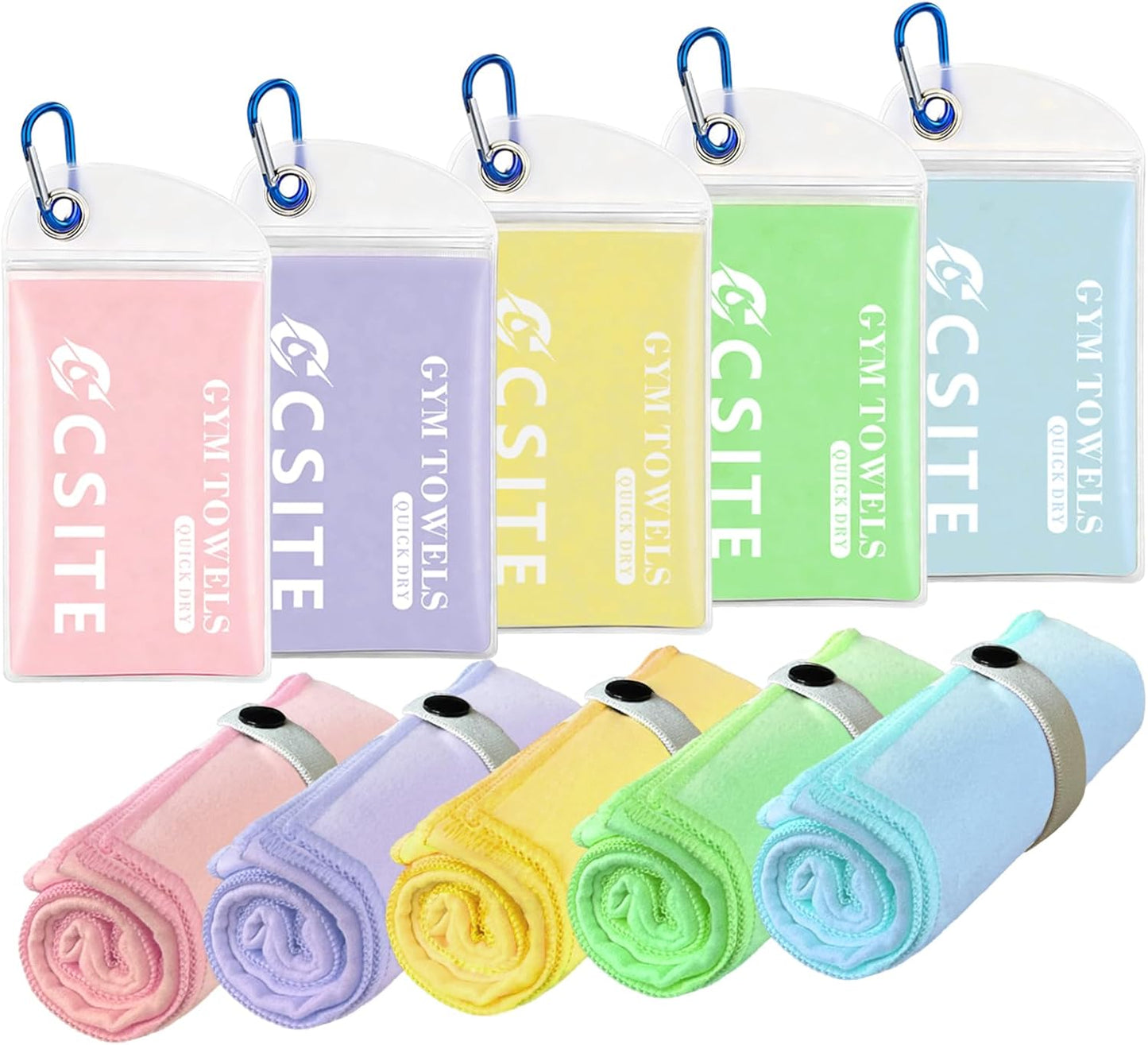 Microfiber Gym Towels - 5 Pack Highly Absorbent & Quick-Drying Sports Sweat Towels for Men & Women, Stays Fresh, Perfect for Workout, Yoga, Running, Fitness, Tennis, Swimming and Travel
