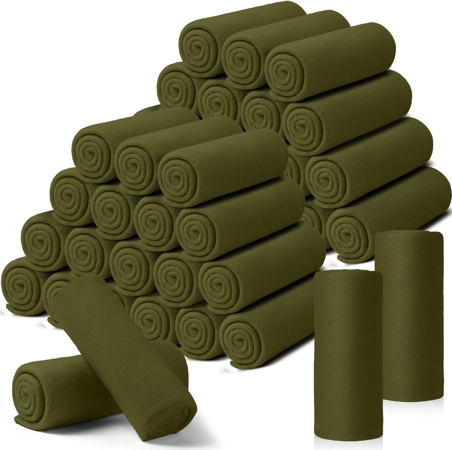 Kinlop Fleece Blanket Bulk 60 x 50 Inch Soft Lightweight Fleece Cozy Blanket Warm Throw Plush Pet Throw for Bed Couch Sofa Home Office Wedding Gifts Travel Camping(Army Green,40 Packs)