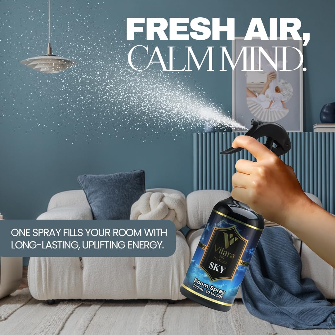 Room Spray Air Freshener –Odor Eliminator Spray for Home, Bathroom & Office – Long Lasting Floral Mist Deodorizer, Non Toxic Natural Air Spray for Bedding10.14 fl oz (Sky-Rose-Mango)