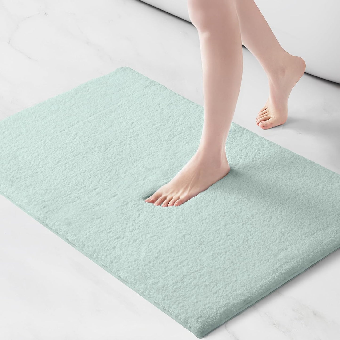 Madison Park Signature Marshmallow Bathroom Rug Non Slip, Luxrurious Plush Bath Mat, Absorbent, Quick Dry, Spa Design Bath Room Décor, 24x40, Seafoam