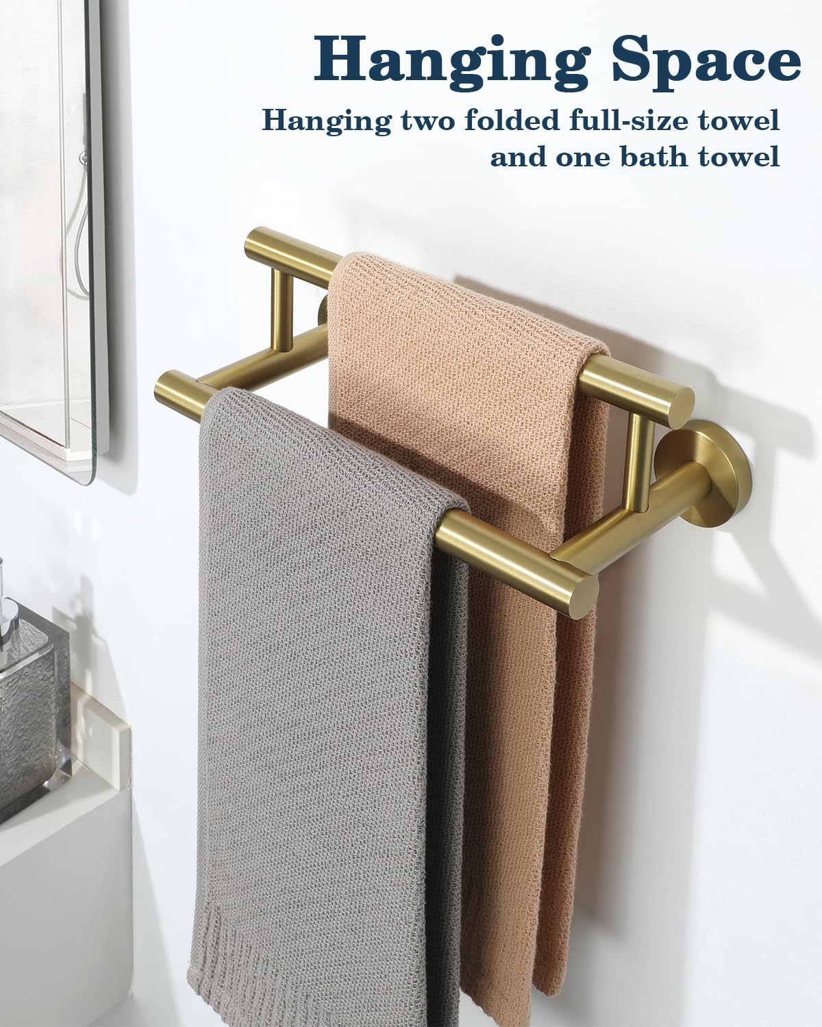 Alise Double Bath Towel Bars,12 Inch Towel Racks for Bathroom Wall Mounted,SUS304 Stainless Steel Towel Holder,Space-Saving Towel Hanger,Modern Decor Towel Rod,Brushed Gold Towel Rail,GYT6902-300-G