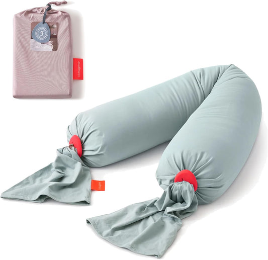 bbhugme Adjustable Pregnancy Pillow with Removable Eucalyptus Cover & Extra Dusty Pink Cover - Full Body Support for Pregnant Women