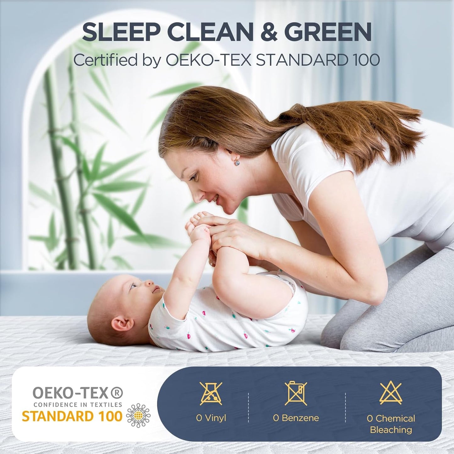 Premium Waterproof Mattress Protector Made from Silver-Ion Bamboo Rayon, Silver-Infused Mattress Cover for Better Safety & Health, Hypoallergenic Quiet Bed Cover Fits 6"-21" (White, Full)