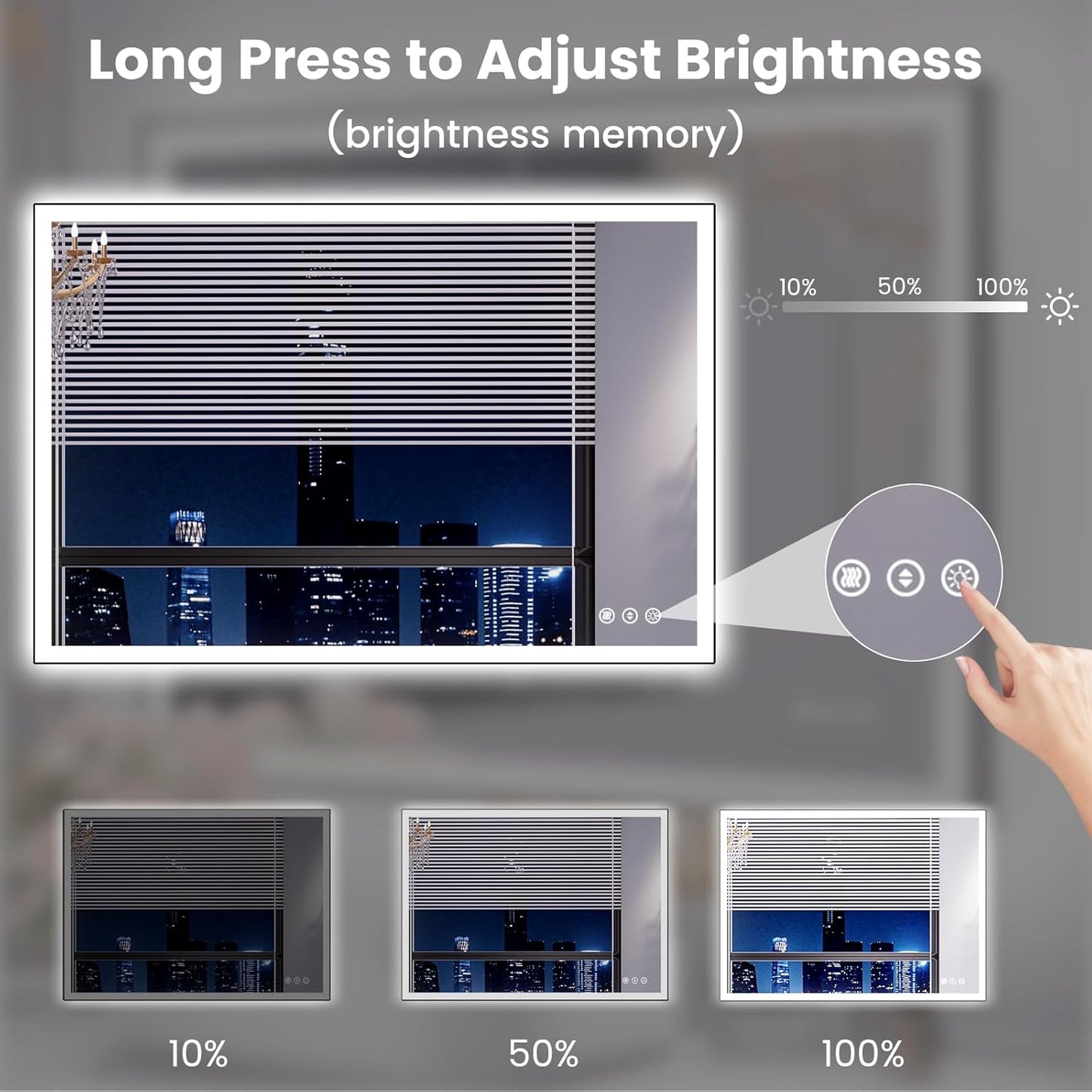 WTTY 40"X32" LED Bathroom Mirror with Black Frame, Bathroom Vanity Mirror with Lights for Wall, Front Light and Backlit, Anti-Fog, Dimmable, 3 Colors, Shatterproof, Memory, Horizontal/Vertical