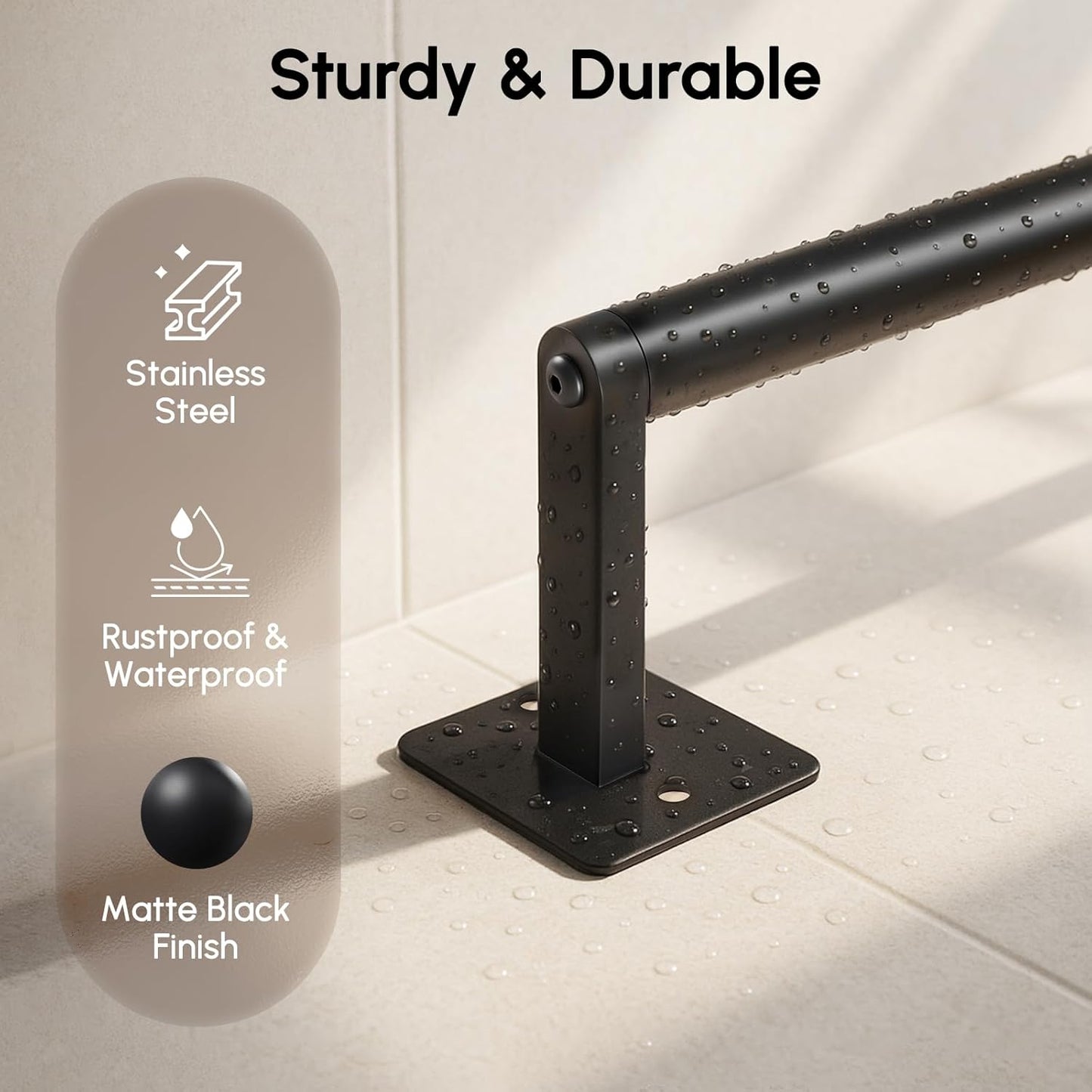 USHOWER Matte Black Towel Bar, 18 Inch Towel Racks for Bathroom Wall Mounted, Heavy Duty Stainless Steel Towel Holder, Easy Installation (Total Length 20 Inch)