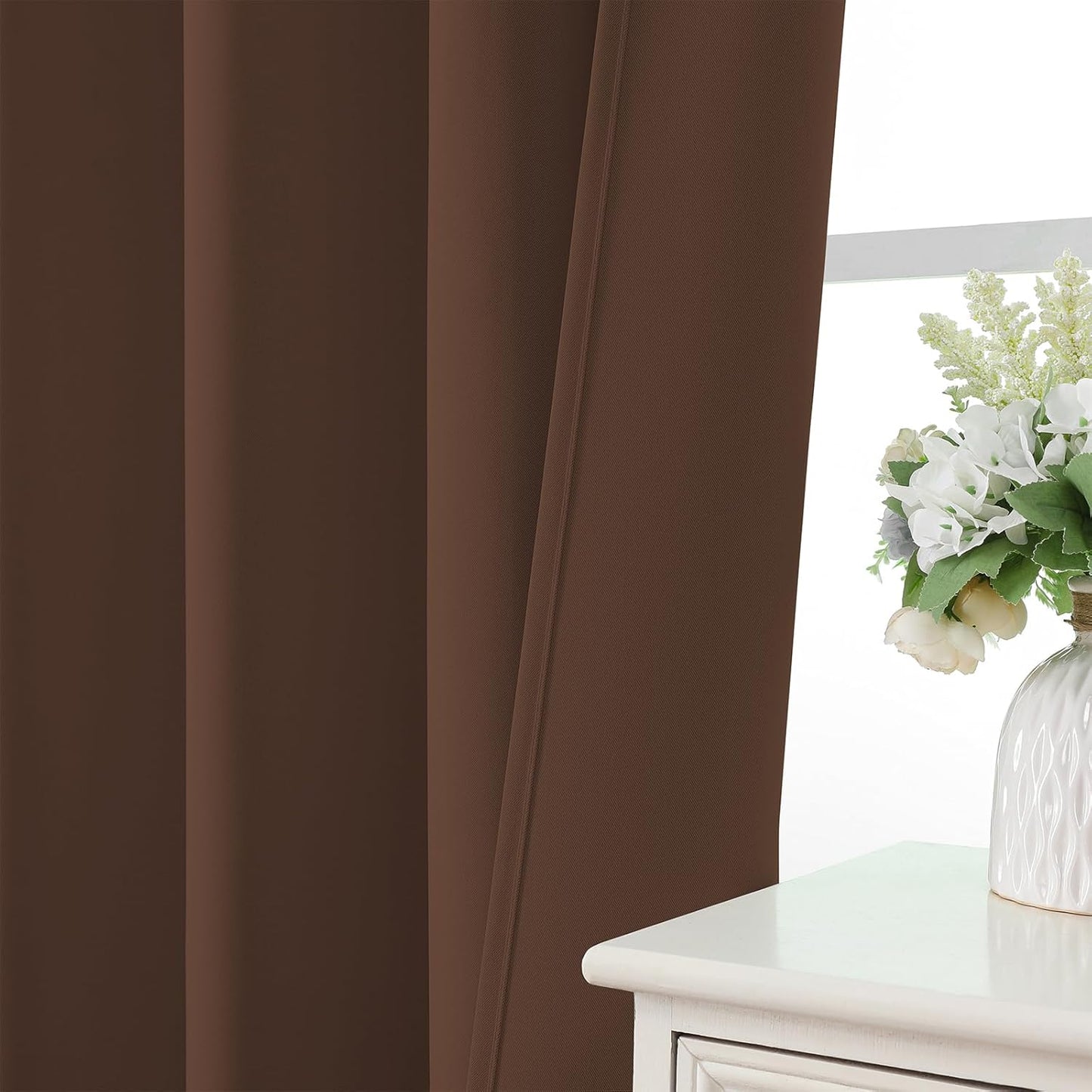 CUCRAF Custom Blackout Curtains for Bedroom Living Room, Rod Pocket Room Darkening Curtain Thermal Insulated Light Blocking Window Drapes 1 Panel (Custom Size, Brown)