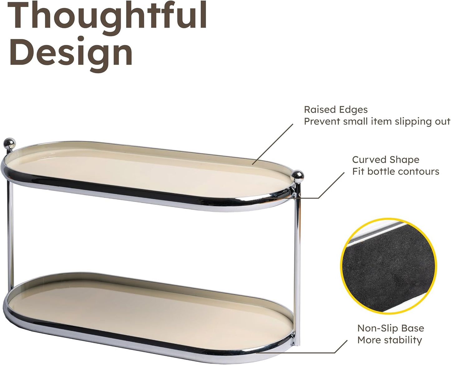 2 Tier Metal Frame Perfume Organizer in Stylish,and Minimalist Perfume Tray-Elegant Countertop Display Shelf for Skincare,Makeup,Trinket for Dresser,Vanity,Bathroom (Creamy White)