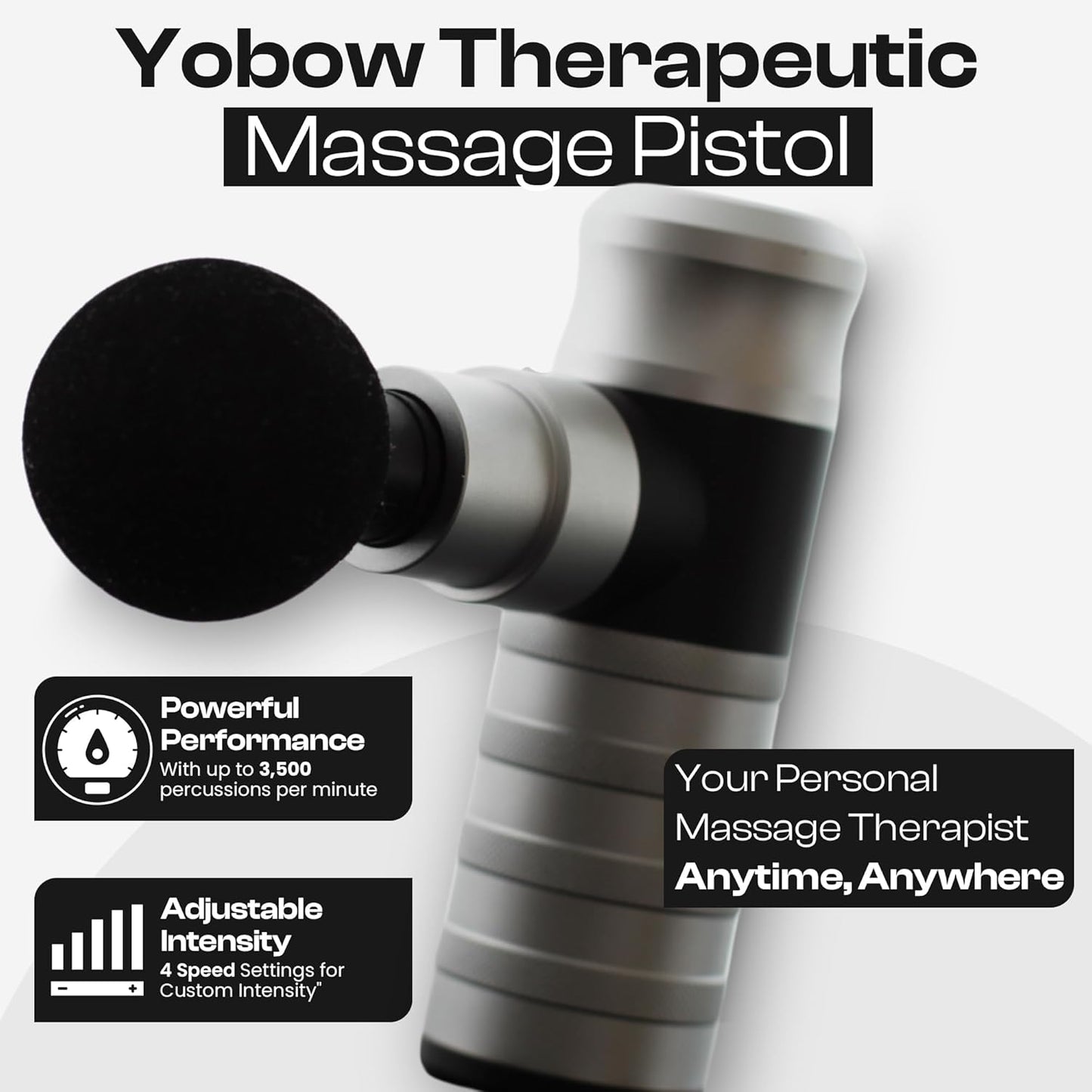 The Therapeutic Mini Massage Pistol with Portable Carrying Case, 4 Massage Speeds, 6 Colors | Fast USB Type C Charging | Massage Tool for Pain Relief | Stylish and Powerful Massage Gun