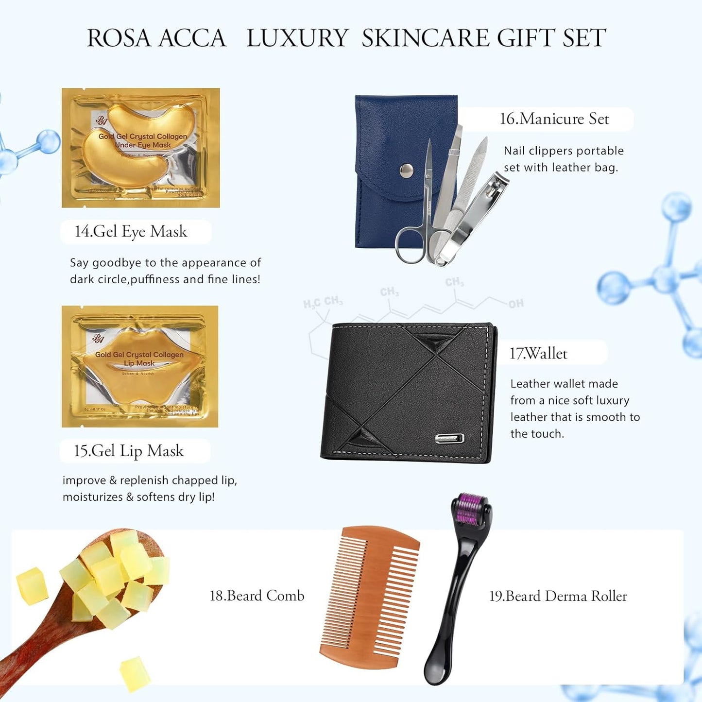 Christmas Gifts for Men, 30 Pcs Men Facial Skin Care Set, Luxury Bath & Beard Gift Set, Spa & Self-Care Gift, Clay Mask, Cleanser, Beard Oil, Cologne, Birthday, Valentines, Father Day, Boyfriend
