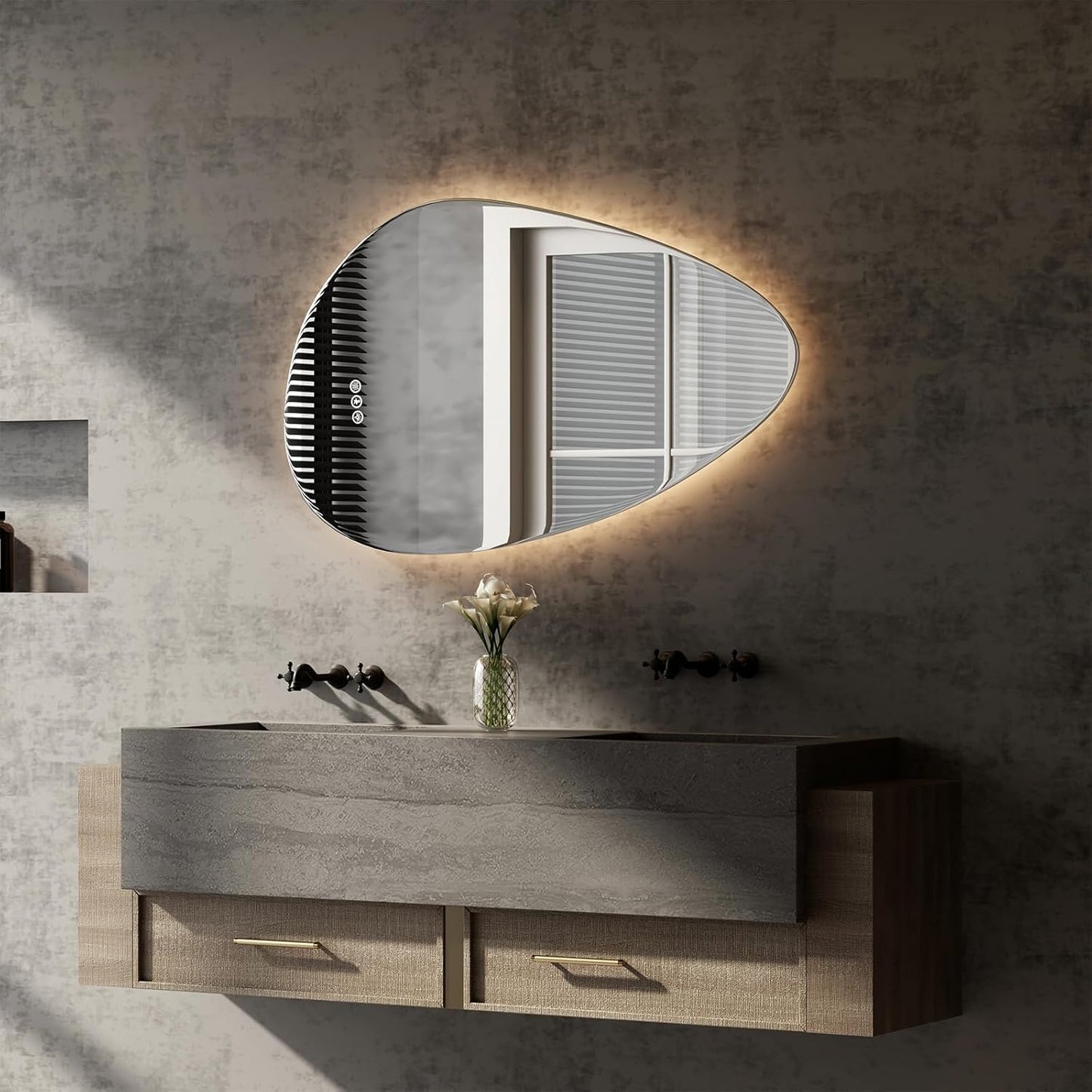 Led Mirror for Bathroom, 30"x 40" Bathroom Vanity Mirror with Lights, Human Body Sensing, Anti-Fog, 3 Colors and Dimmable, Backlit Light Up Bathroom Mirror Wall Mounted.