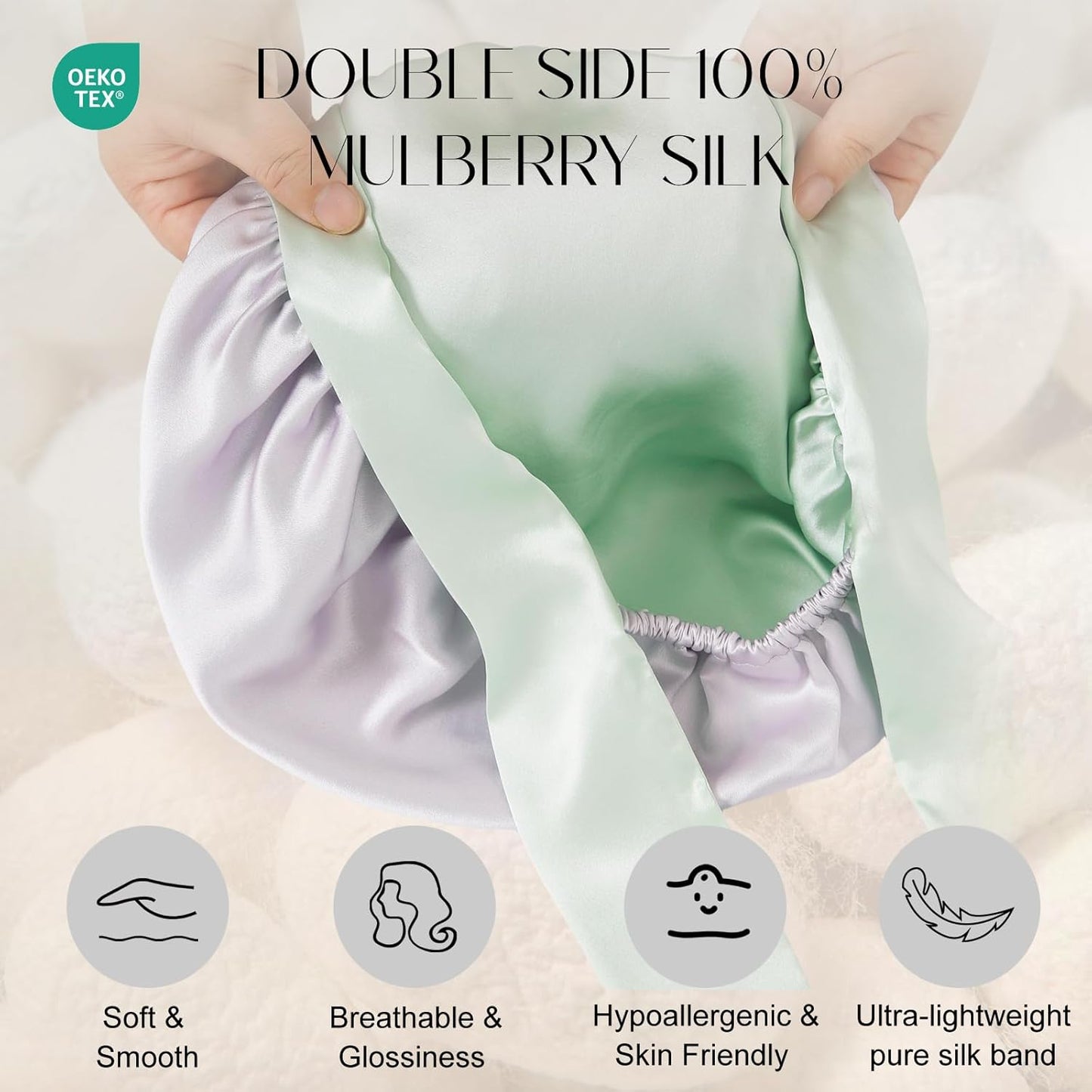 ZIMASILK 100% Mulberry Silk Bonnet for Sleeping Women Double Layer Hair Wrap with Silk Tie Band,1 Pack