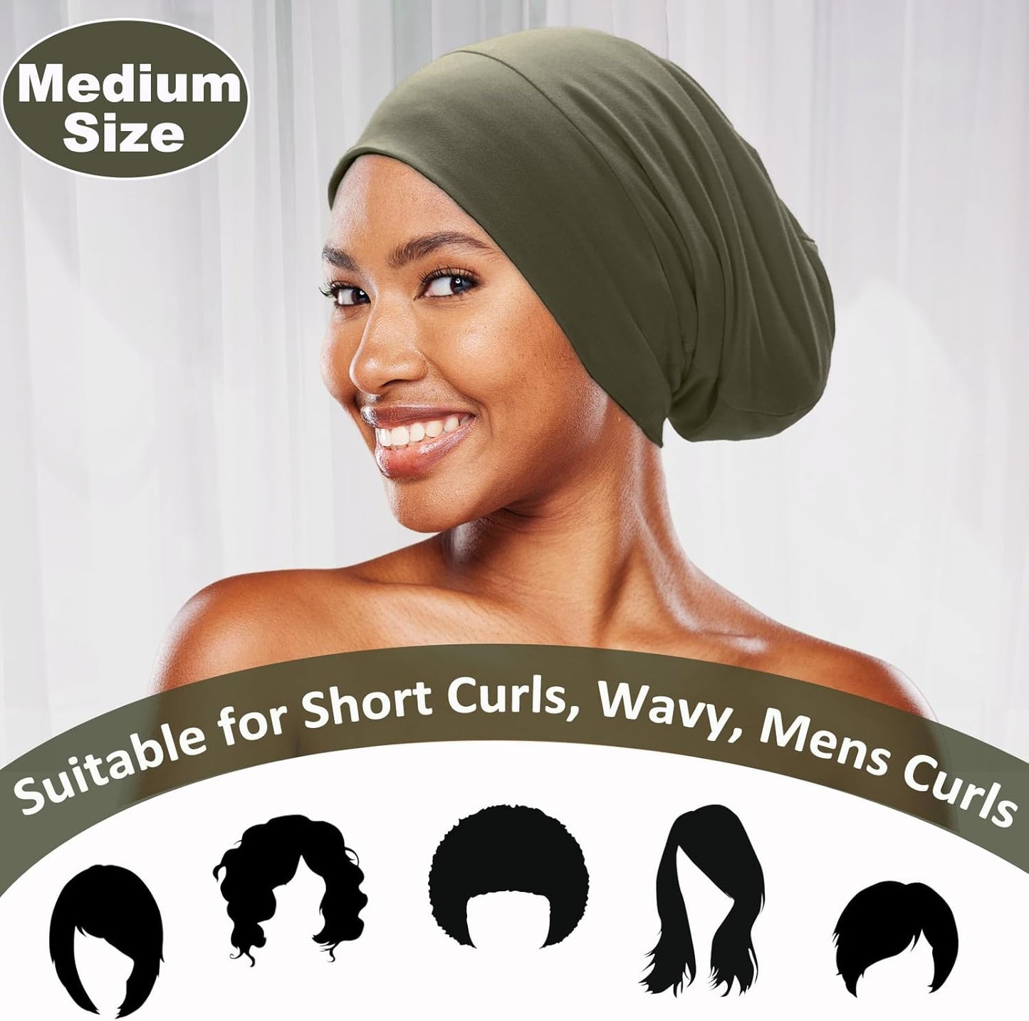 Sleep Cap Bonnet for Sleeping Black Women Men, Adjustable Cooling Lining Bonnets for Curly Hair Wrap Braids Beanie Night Hat