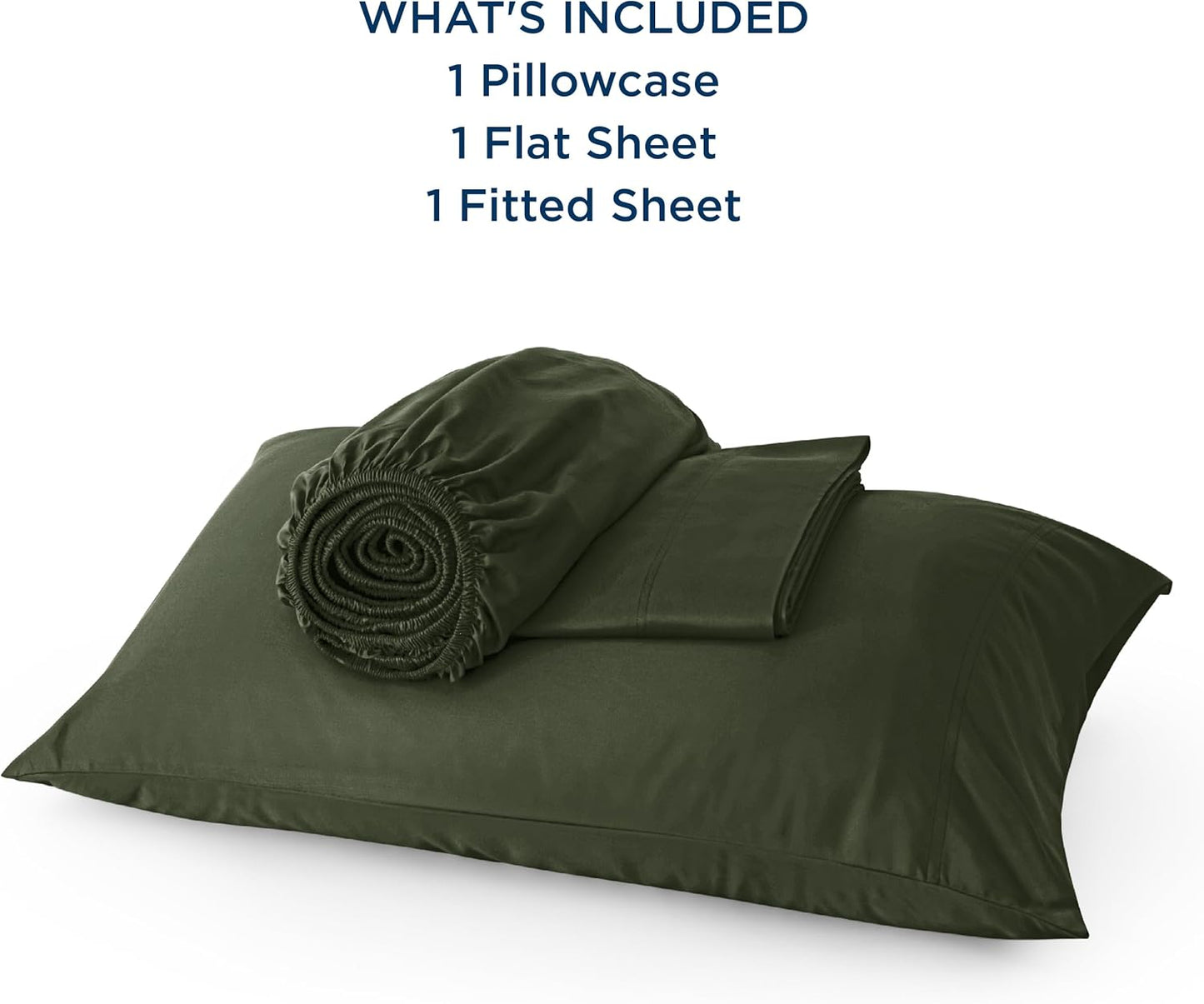 Bedsure Cooling Sheets Twin, Rayon Derived from Bamboo, Breathable & Soft Twin Sheets Set, Deep Pocket Up to 16 Inches, Hotel Luxury Silky Bedding for Hot Sleepers, Olive Green