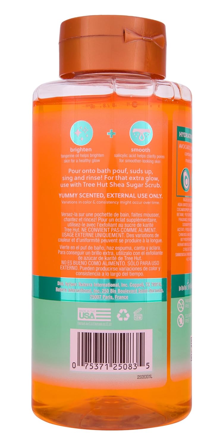 Tree Hut Tangerine Foaming Gel Wash, Hydrating & Moisturizing Body Wash with Shea Butter & Nourishing Essential Oils, Daily Cleanser for Soft Smooth Skin, 18 fl oz