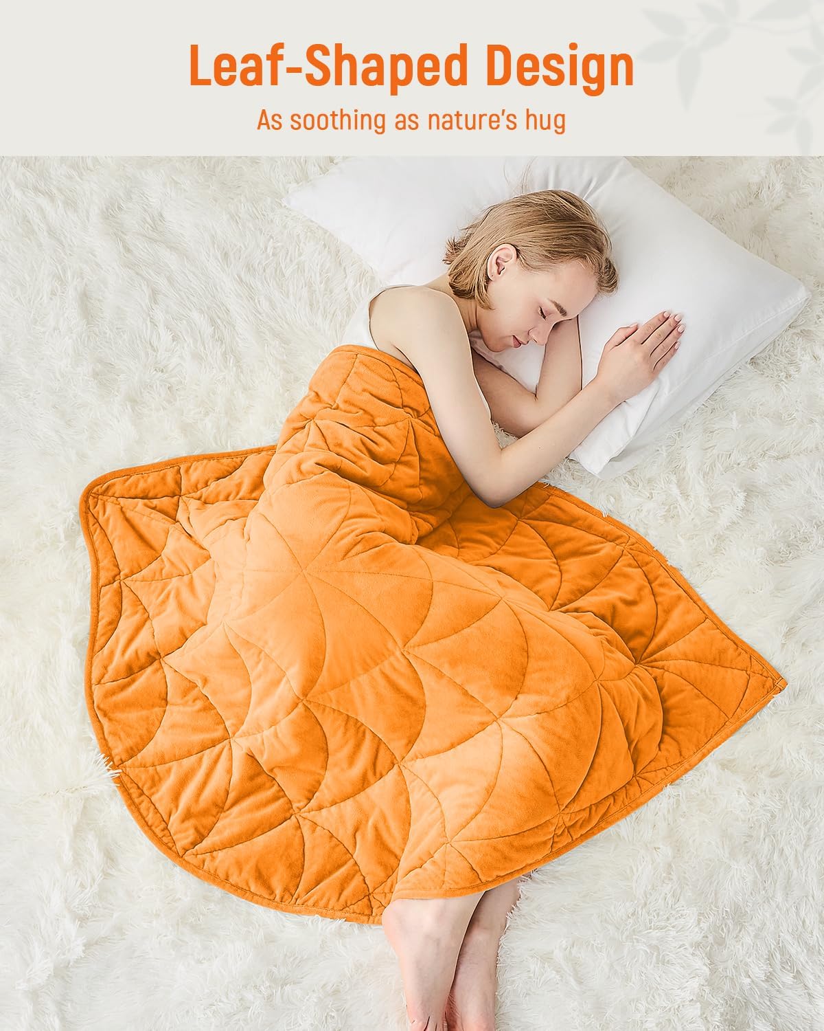 Weighted Lap Blanket 7 lbs for Adults, Luxury Soft Small Weighted Blanket, Compact Portable Weighted Lap Pad for Relaxation, Sleeping, Travel, All-Season Use, Bright Orange, 40" x 52"