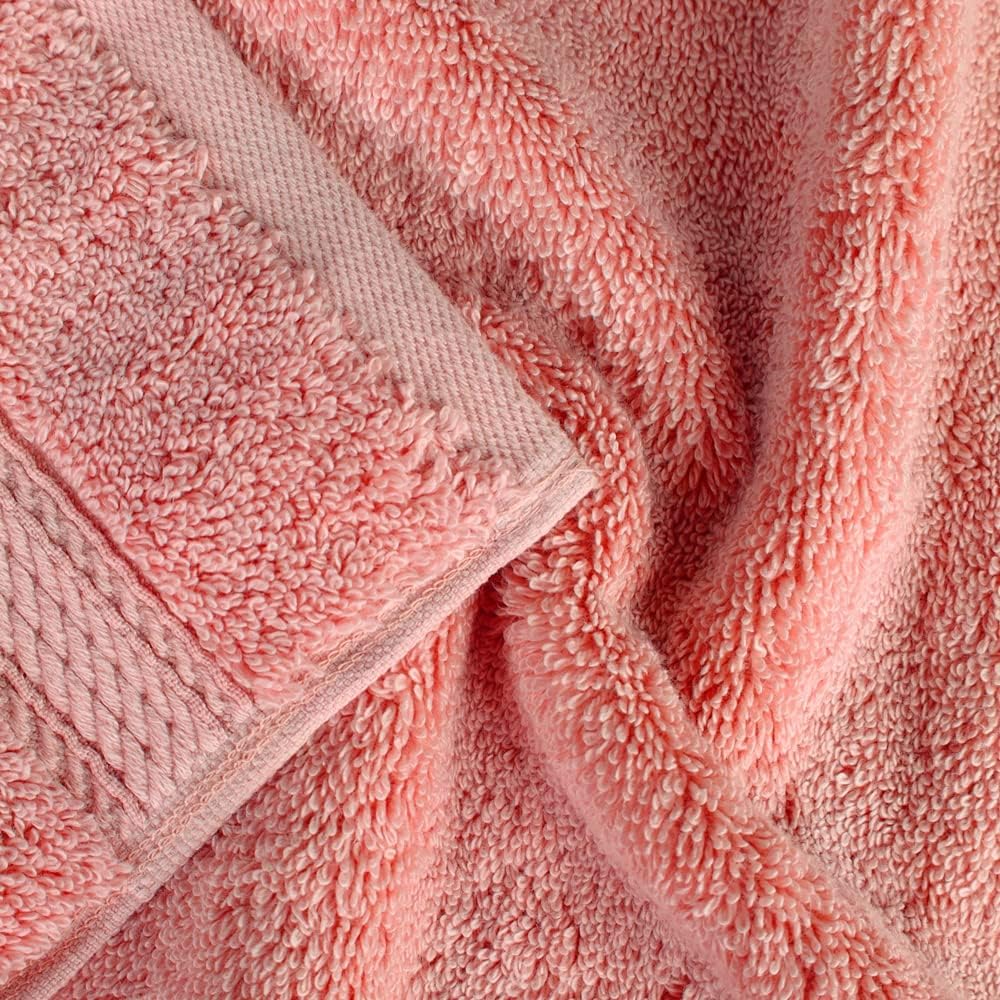 Superior Egyptian Cotton Pile Face Towel/Washcloth Set of 6, Ultra Soft Luxury Towels, Thick Plush Essentials, Absorbent Heavyweight, Guest Bath, Hotel, Spa, Home Bathroom, Shower Basics, Tea Rose