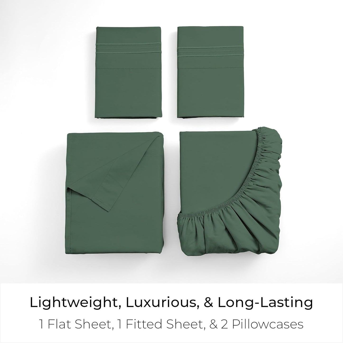 Mellanni California King Sheets Set - 4 PC Iconic Collection Bedding - Hotel Luxury, Extra Soft, Cooling Bed Sheets - Wrinkle, Fade, Stain Resistant (Cal King, Emerald Green)