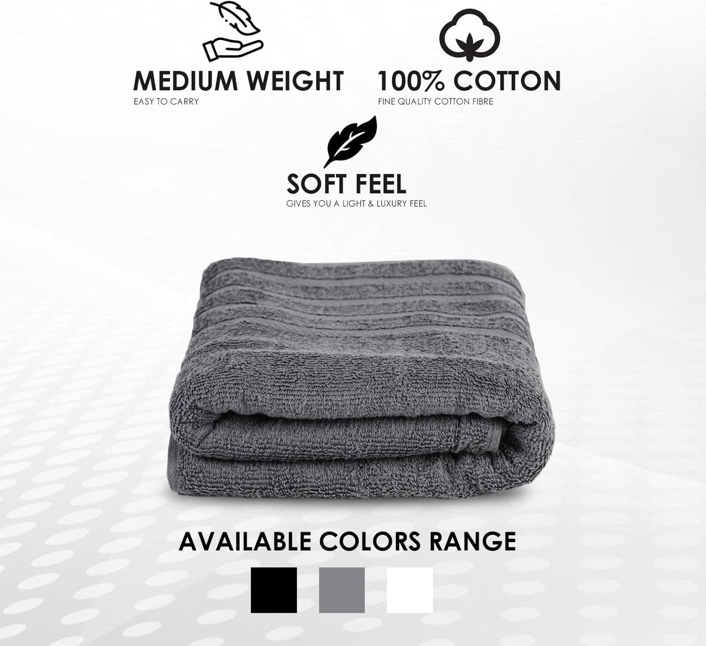 TOALLA_ Bath Towels_30x60_Pk 6_Dark Grey Bath Towels (6-Pack, 30W X 60 L Inches) Dark Grey Color- Cotton Towel for Gym, Bath, Spa, Shaving, Shampoo, for Daily use, Large