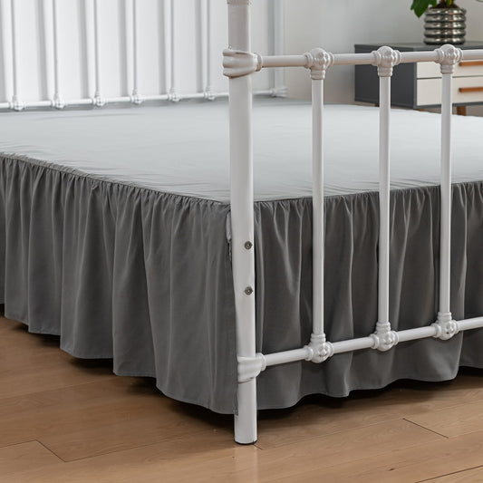 Bed Skirt Full Size Ruffled Bed Skirts with Split Corners, 16 Inch Drop Dust Ruffle Bed Skirt with Platform, Gray, Full - 16" Drop