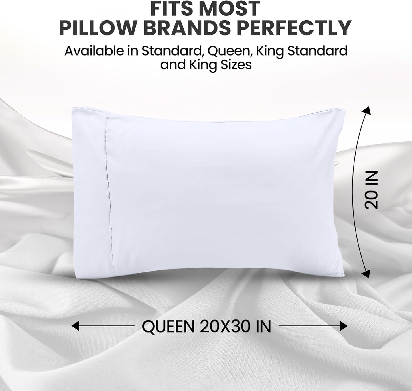 Pillow Covers by Utopia Bedding - Queen Size 2-Pack – Soft Brushed Microfiber – Perfect for Hospitals, Hotels, Guest Rooms – Oeko-TEX Certified, 20x30 Inches (White)